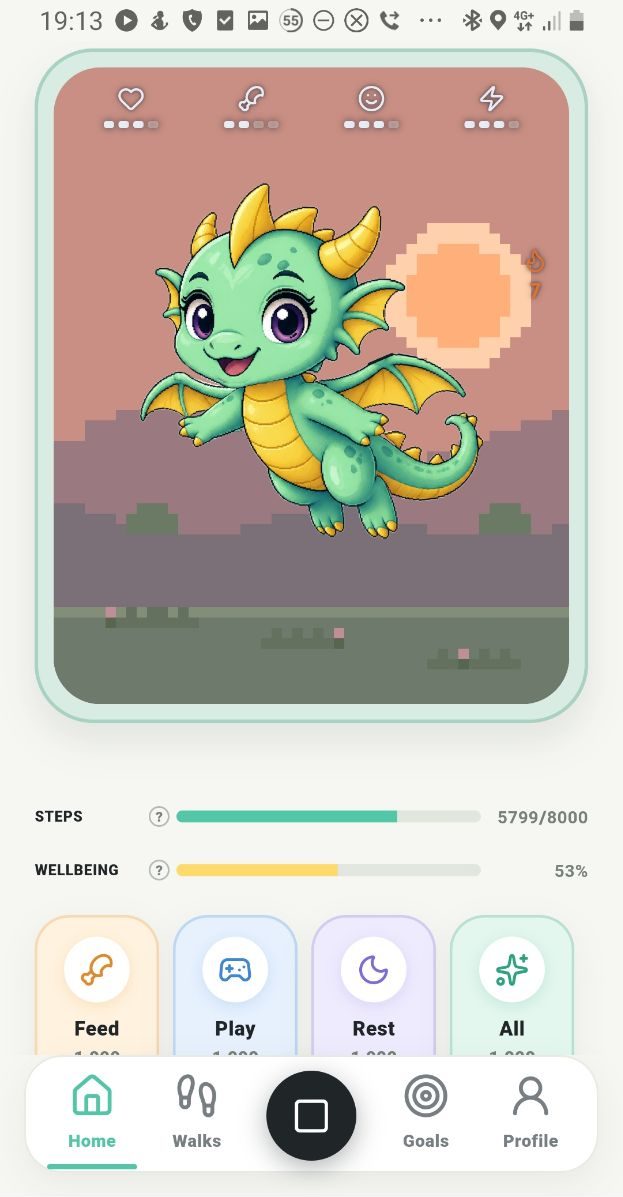 The dragon flying alongside a recorded walk